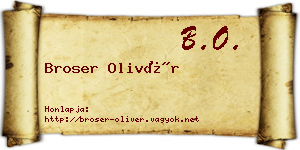 Broser Olivér névjegykártya